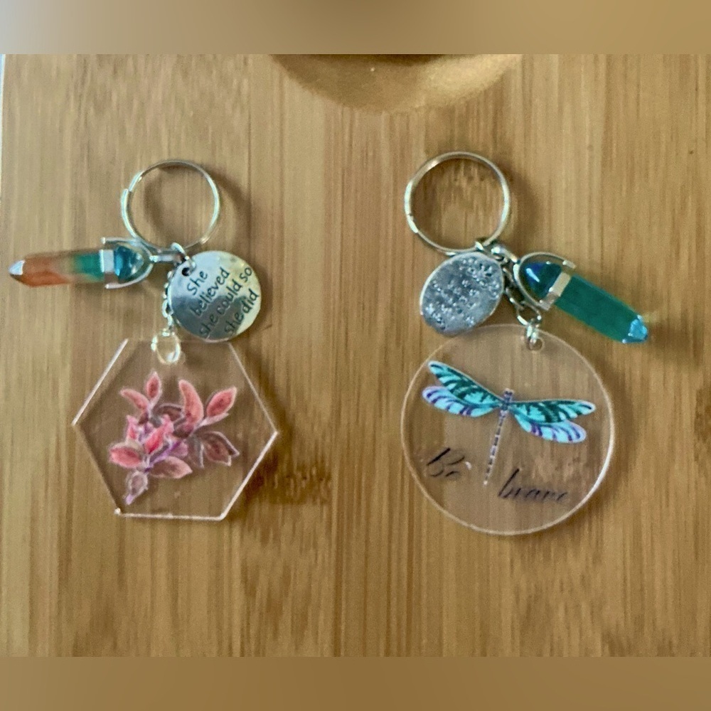 Handmade set of 2 acrylic keychains!  Brand New!